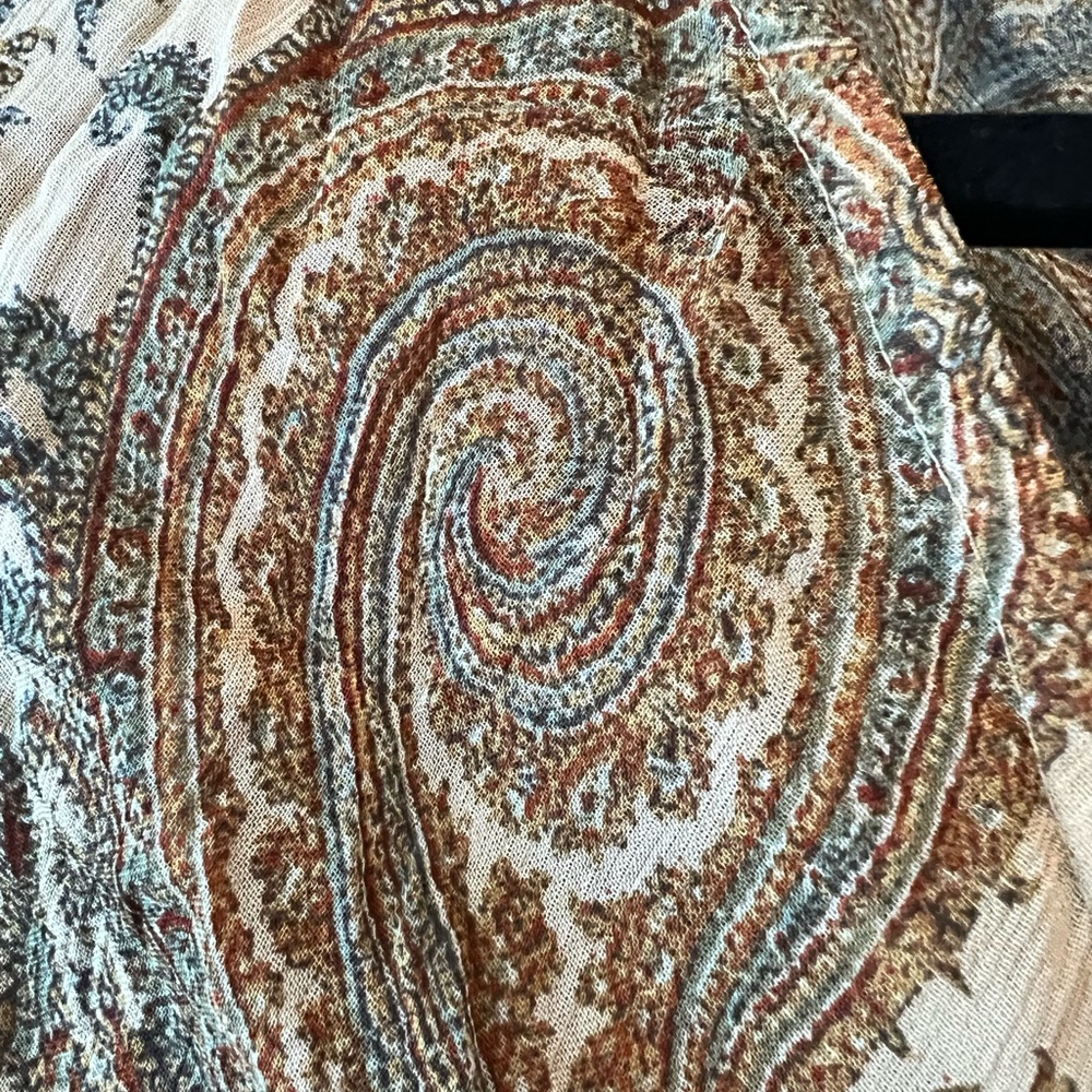 J. Jill Paisley Midi Dress in Taupe, Cream & Dusty Blue - Picture 6 of 8